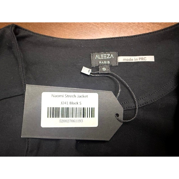 Aleeza Paris Naomi Black Stretchy Cropped Jacket - Sz Small $108 - Picture 5 of 8